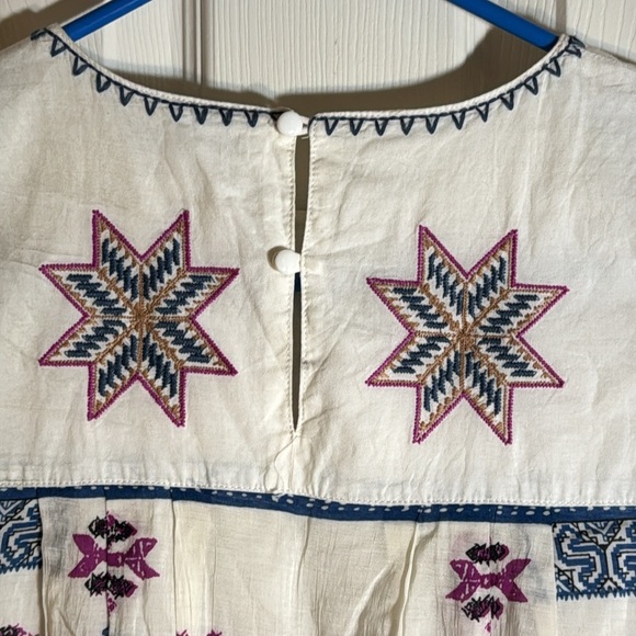LITTLE‎ WHITE LIES Cornflower Blue Pink Boho Embroidered Stitch Shift Dress - Picture 7 of 11